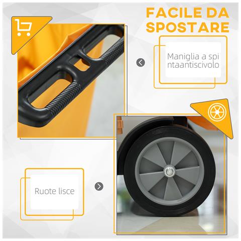 Carrello Pulizie a 3 Ripiani con Ganci e Sacco da 100L, 121x50.5x96.5 cm, Nero Giallo e Grigio - Foto 2