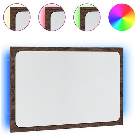 Specchio Da Bagno Led Rovere Marrone 60x8,5x38 Cm In Truciolato - Foto 2