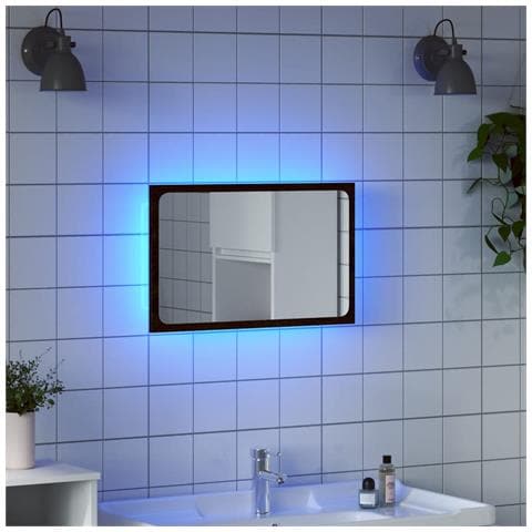 Specchio Da Bagno Led Rovere Marrone 60x8,5x38 Cm In Truciolato - Foto 1