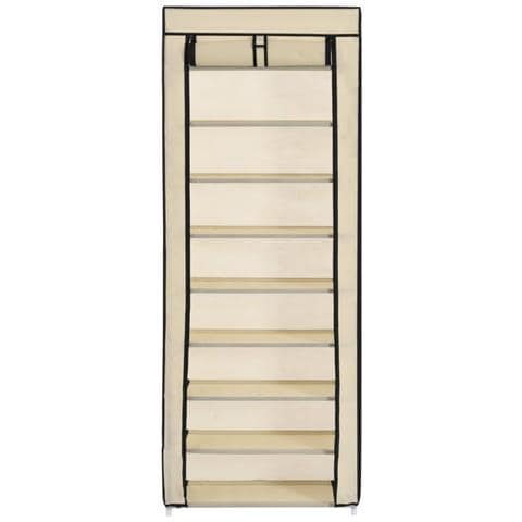 Scarpiera Con Rivestimento In Tessuto Crema 57x29x162 Cm - Foto 1