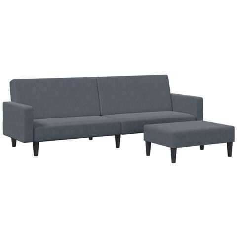 Lusso Casadino -  Divano Letto 2 Posti Con Poggiapiedi Grigio Scuro In Velluto - Foto 1