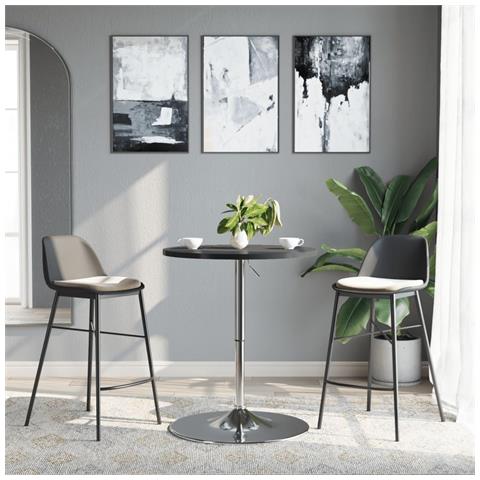 Lusso Casadino -  Tavolino Bar Nero 60x60x90 Cm Legno Multistrato Acciaio Cromato - Foto 2