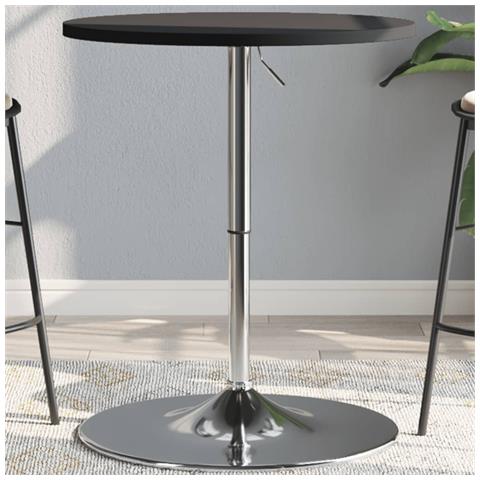 Lusso Casadino -  Tavolino Bar Nero 60x60x90 Cm Legno Multistrato Acciaio Cromato - Foto 8