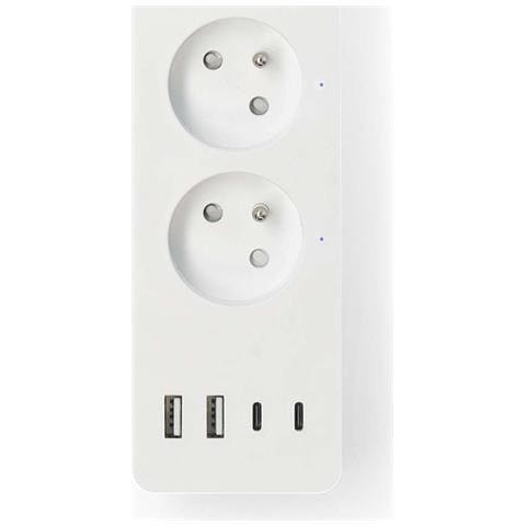 Striscia Di Alimentazione Wi-fi Connected 4 Uscite 3680w 2m Con 4 Porte Usb, Bianco - Foto 2