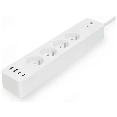 Striscia Di Alimentazione Wi-fi Connected 4 Uscite 3680w 2m Con 4 Porte Usb, Bianco - Foto 5