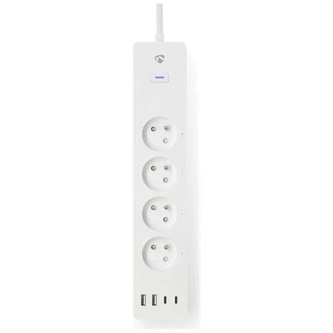 Striscia Di Alimentazione Wi-fi Connected 4 Uscite 3680w 2m Con 4 Porte Usb, Bianco - Foto 1