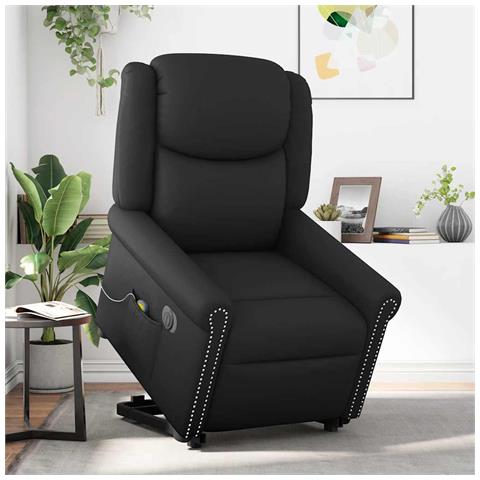 Poltrona Alzapersona Massaggiante Elettrica Nera in Similpelle - Foto 2