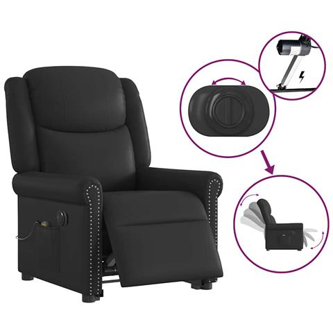 Poltrona Alzapersona Massaggiante Elettrica Nera in Similpelle - Foto 9