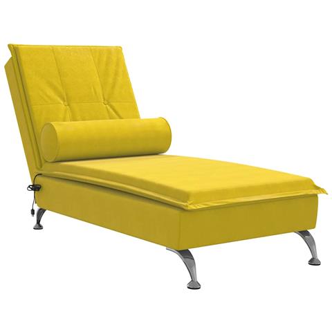 Chaise Longue Massaggi con Cuscino a Rullo Giallo in Velluto - Foto 1