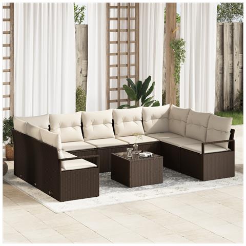 Set Divano da Giardino 9 Pezzi con Cuscini Rattan Polietilene Grigio - Foto 2