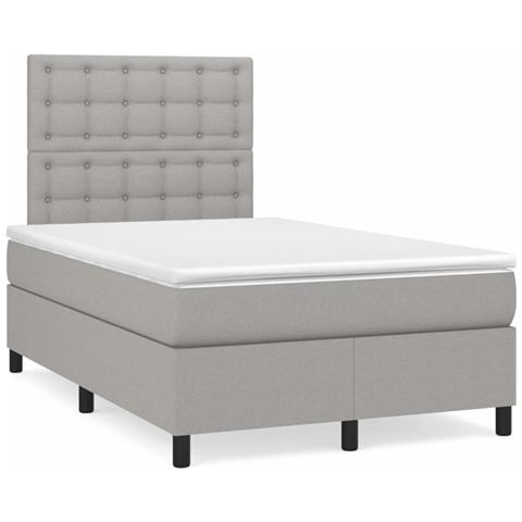 Letto a Molle Materasso e LED Grigio Chiaro 120x190 cm Tessuto - Foto 2