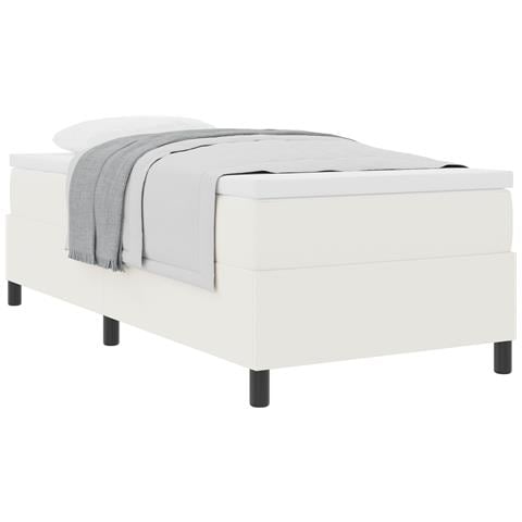 Letto Box Spring con Materasso Crema 100x200 cm Tessuto Corduroy - Foto 1