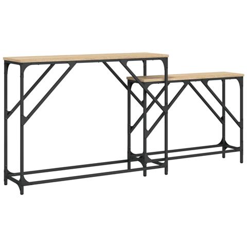 Tavoli Consolle Impilabili 2pz Rovere Sonoma Legno Multistrato - Foto 1