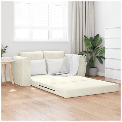 Divano a Letto 2-in-1 Panna 148x71x83 cm in Velour - Foto 2