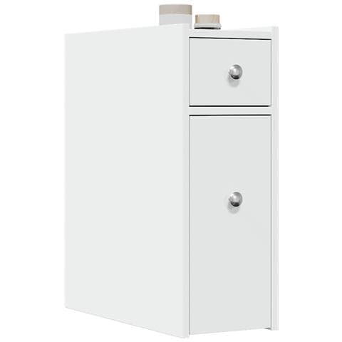 Armadietto da Bagno Stretto con Ruote Bianco in Truciolato - Foto 2