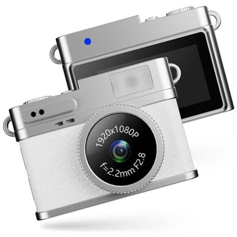 Mini Fotocamera Luminosa: Registrazione Hd 1080p, Schermo Ips Da 0.96"" E Design Retro White - Foto 1