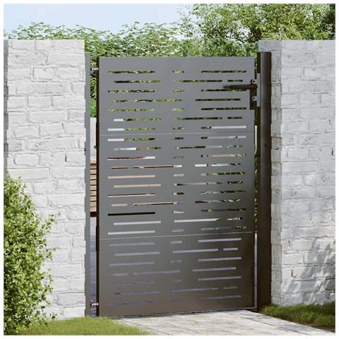 Cancello da giardino, Cancello da Giardino 105x75 cm Design Quadrato in Acciaio Corten - Foto 2