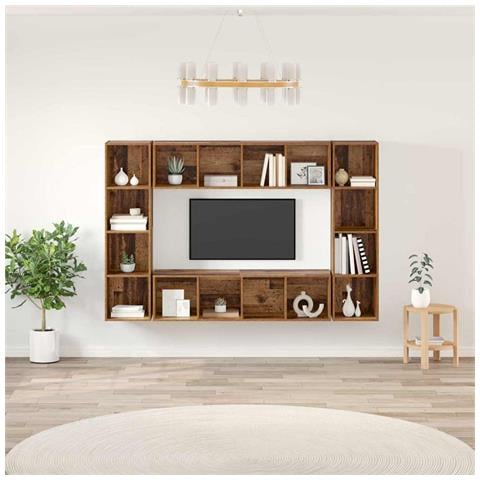 Mobile TV 4 pcs Marrone 37 x 37 x 142.5 cm Legno multistrato - Foto 2