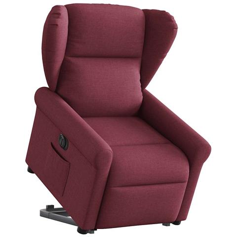 Poltrona Alzapersona Reclinabile Elettrica Rosso Vino Tessuto - Foto 1