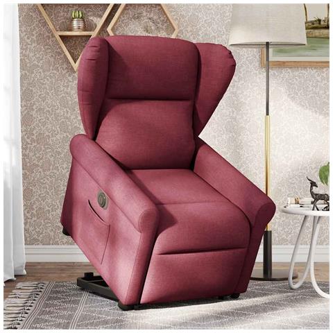 Poltrona Alzapersona Reclinabile Elettrica Rosso Vino Tessuto - Foto 2