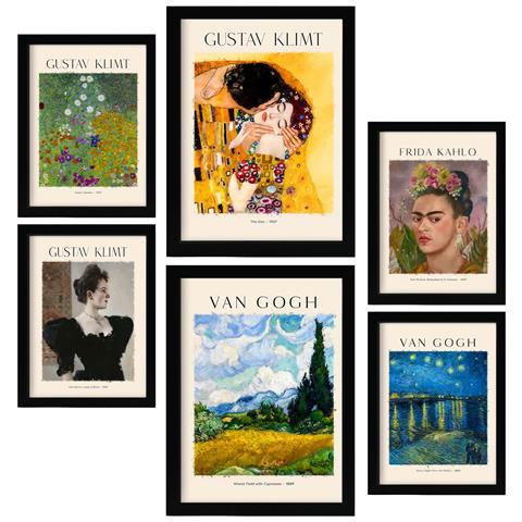 Set Di 6 Stampe Galleria Di Dipinti Frida Klimt Van Gogh Dipinti Decorativi Per Il Tuo Soggiorno, Camera Da Letto, Stampe Artistiche Da Parete Per La Casa A3 & A4 Senza Cornice - Foto 1