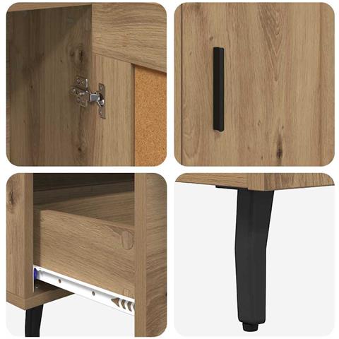 Credenza con cassetto Rovere artigianale 69,5 x 31 x 115 cm - Foto 9