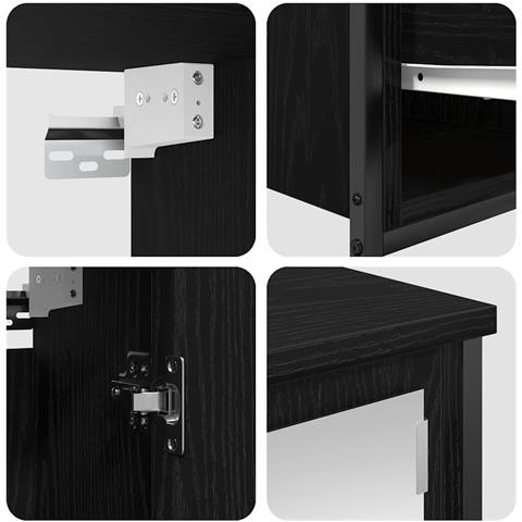 Set di mobili per il bagno 5 pcs Rovere Nero Legno multistrato - Foto 9