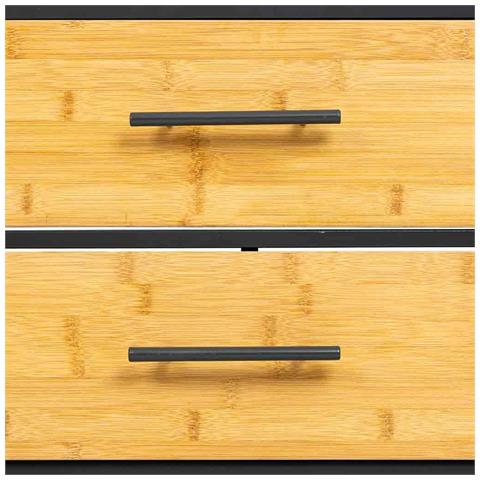 Comodino In Metallo E Legno Con 2 Cassetti, Nero 50x35x60h Cm - Foto 7