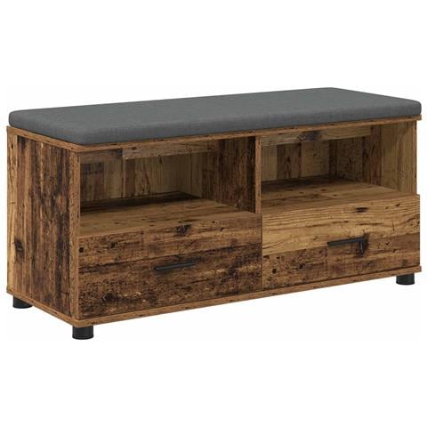 Panca per ingresso con cuscino Legno vecchio 100 x 38 x 46 cm - Foto 1