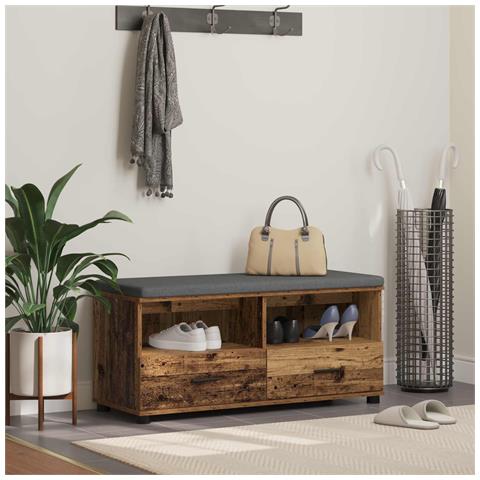Panca per ingresso con cuscino Legno vecchio 100 x 38 x 46 cm - Foto 2