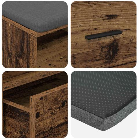 Panca per ingresso con cuscino Legno vecchio 100 x 38 x 46 cm - Foto 9