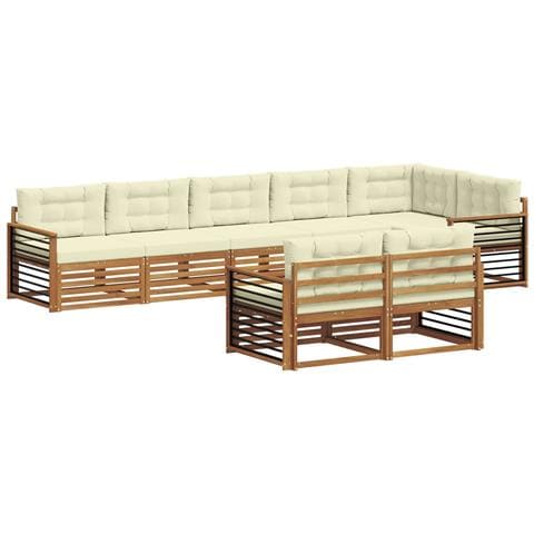 Set di divani da esterno con cuscino 8 pcs Naturale e Crema - Foto 1