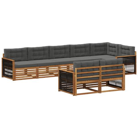 Set di divani da esterno con cuscino 8 pcs Naturale e Antracite - Foto 1