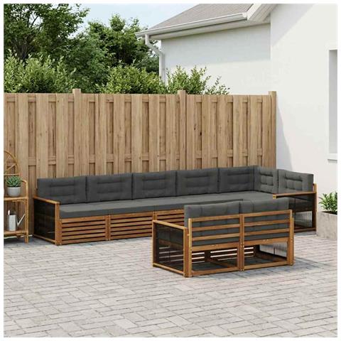 Set di divani da esterno con cuscino 8 pcs Naturale e Antracite - Foto 2