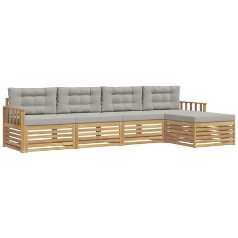 Set di divani da esterno 5 pcs Bianco e Grigio Chiaro - Foto 1