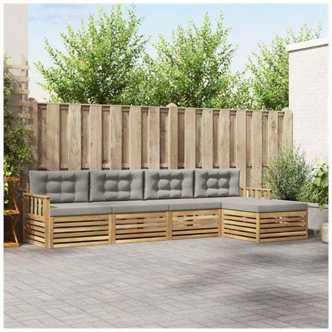 Set di divani da esterno 5 pcs Bianco e Grigio Chiaro - Foto 2