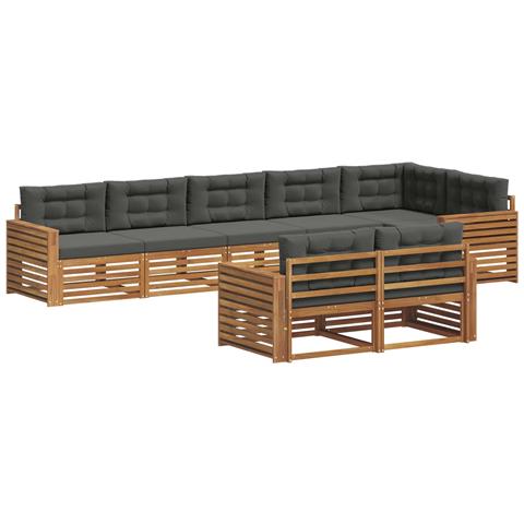 Set di divani da esterno con cuscino 8 pcs Naturale e Antracite - Foto 1