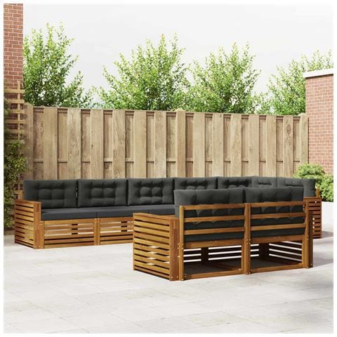 Set di divani da esterno con cuscino 8 pcs Naturale e Antracite - Foto 2