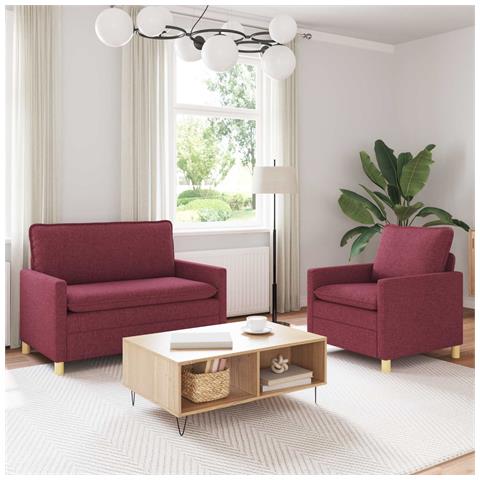 Set di divani 2 pz Rosso Vino Tessuto - Foto 2