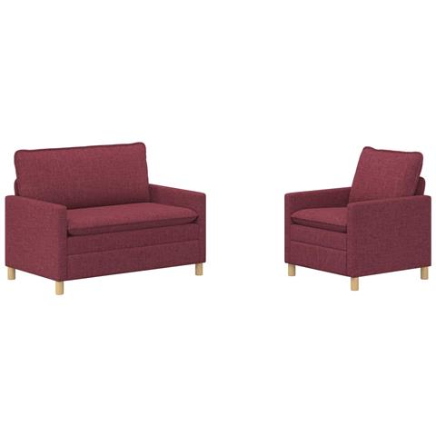 Set di divani 2 pz Rosso Vino Tessuto - Foto 1