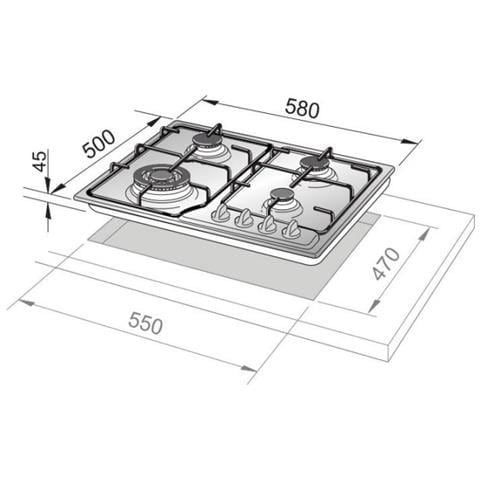 De’Longhi FFA 46 ASV piano cottura Acciaio inossidabile Da incasso 60 cm Gas 4 Fornello(i) - Foto 2