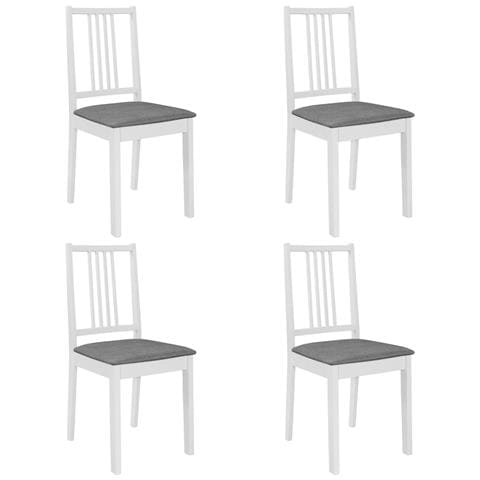 Sedie Da Pranzo Con Cuscini 4 Pz Bianche In Legno Massello - Foto 1