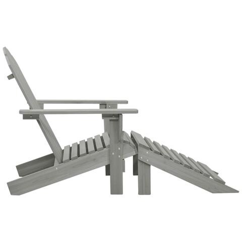 Sedia da Giardino con Poggiapiedi in Legno Grigio - Foto 2