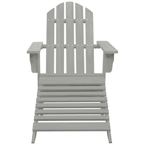 Sedia da Giardino con Poggiapiedi in Legno Grigio - Foto 9