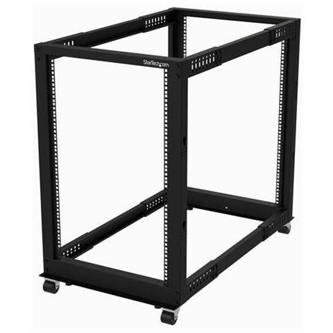 Armadio Server Rack con 4 staffe a Telaio Aperto 18U con profondità regolabile da 59-104cm - Rack per apparecchiature di rete con rotelle, livellatori e gestione dei cavi - Foto 1
