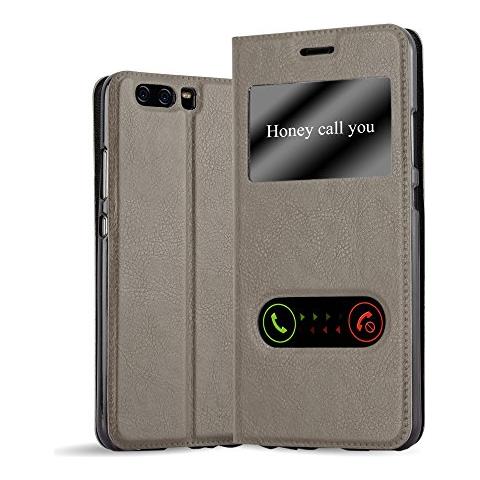 Custodia Compatibile Con Huawei P10 In Bruno Pietra - Coperchio Protettivo Con Chiusura Magnetica, Funzione Stand E 2 Finestre Di Visualizzazione - Foto 1