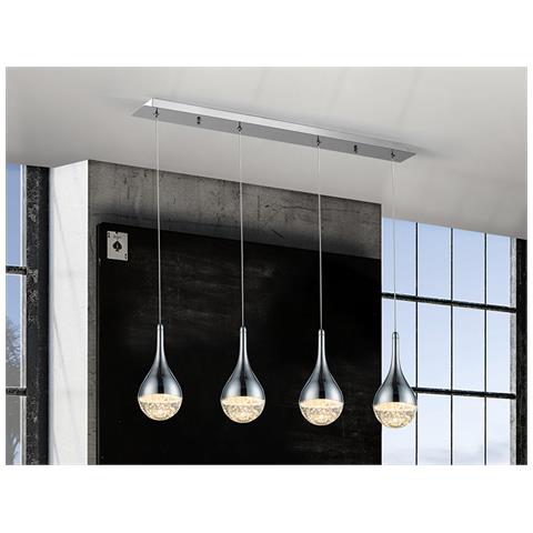 Sospensione A Soffitto Con Barra Di Cristallo A Led Integrata, Effetto Bolla Cromata - Foto 2