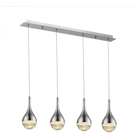 Sospensione A Soffitto Con Barra Di Cristallo A Led Integrata, Effetto Bolla Cromata - Foto 5