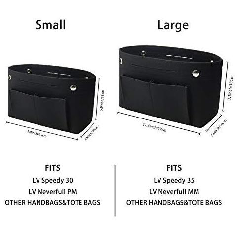 Feltro Della Borsa Della Borsa Dellorganizzatore Liner Shaper Inserire Sacchetto In Sacchetto Con Portachiavi Per Speedy Neverfull 8 Colori (nero Piccoli)  - Foto 2