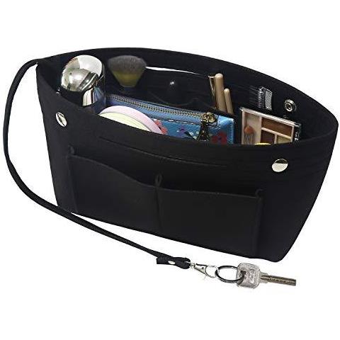 Feltro Della Borsa Della Borsa Dellorganizzatore Liner Shaper Inserire Sacchetto In Sacchetto Con Portachiavi Per Speedy Neverfull 8 Colori (nero Piccoli)  - Foto 1